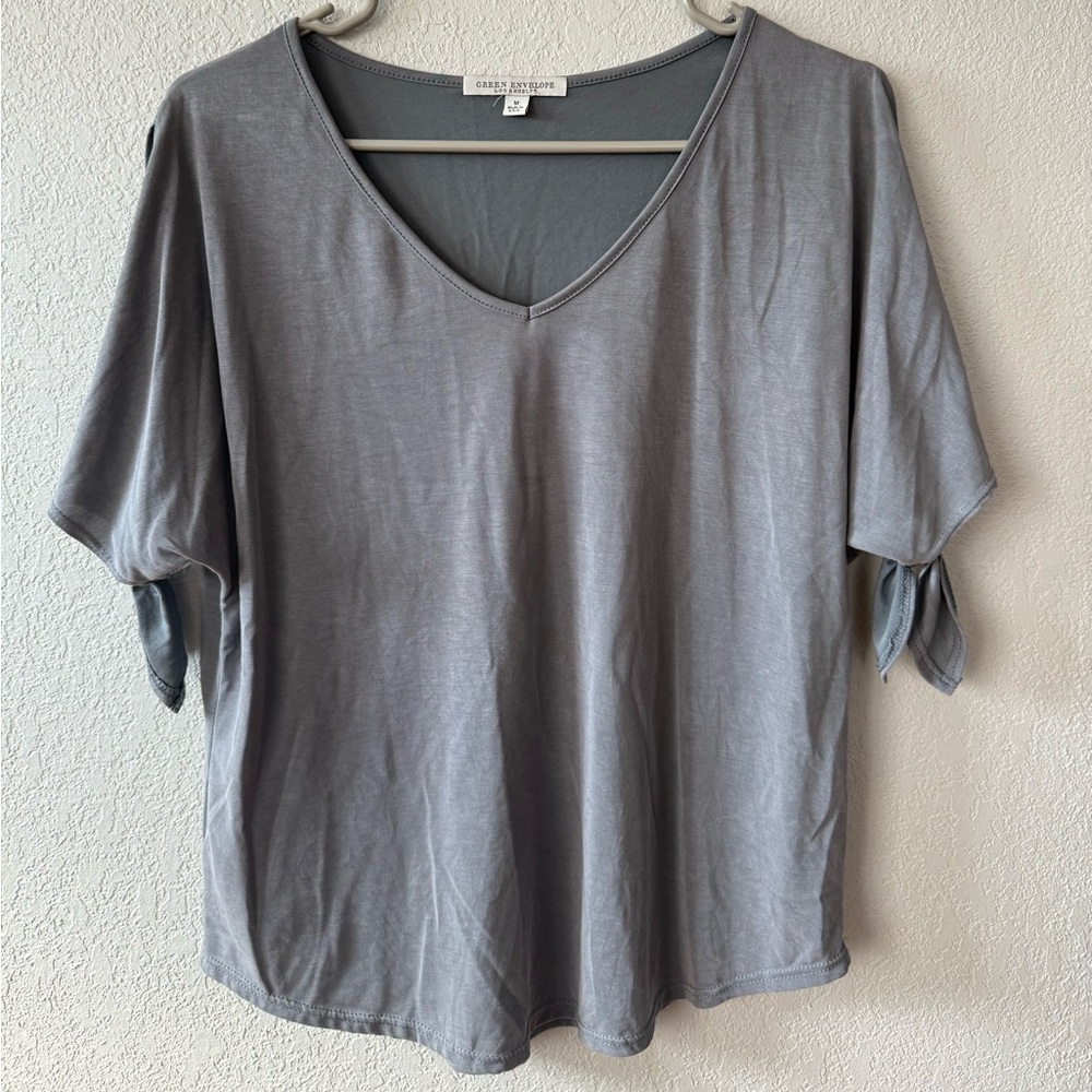 Green Envelope Slate V-Neck Blouse